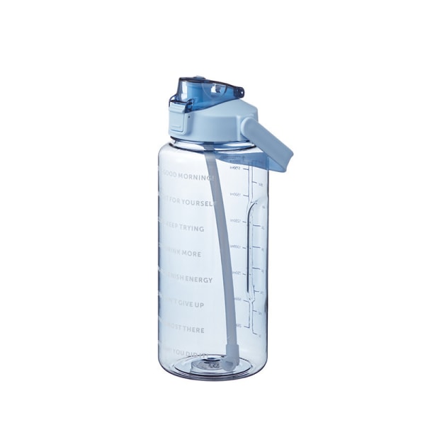 2 liters vattenflaska med sugrör Stor bärbar reseflaska blue