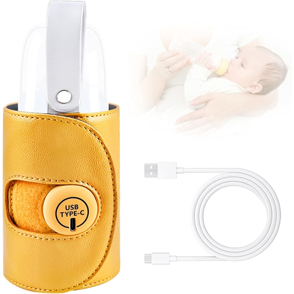 Bärbar baby kylväska med USB laddningsport gul
