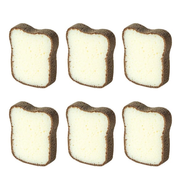 6stk Rengjøringssvamp Toast Design oppvaskklut Praktisk svamp