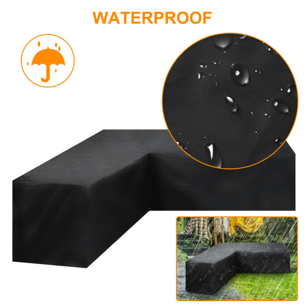 (215x215x87cm) L-formet vanntett hjørnemøbeltrekk i rotting, hagegårdsplass utendørs sofa beskyttelsestrekk