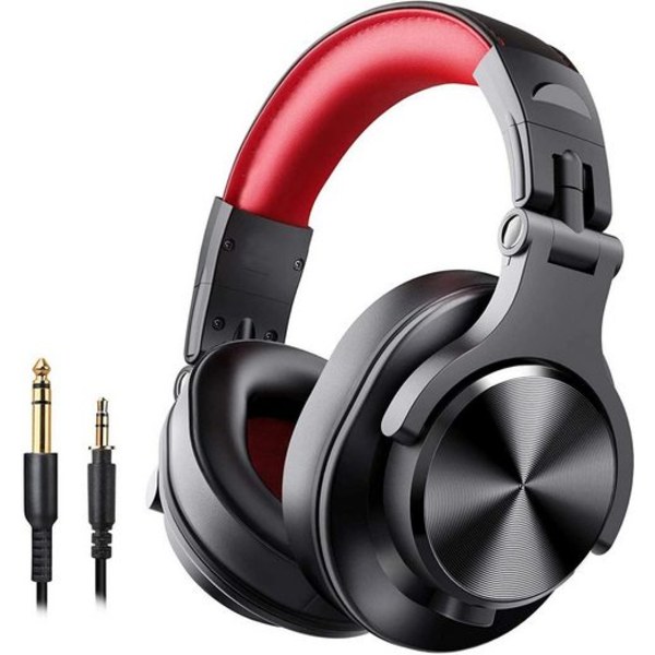 Bluetooth-hodetelefoner over øret, HiFi stereo-hodetelefoner trådløse rød