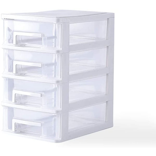 Organizer, kosmetisk akryllåda med 4 lådor white+transparent