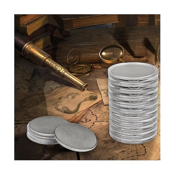 10 stk. Blank, graveringsemner, mønter, 40 mm diameter med akrylbeskyttelsesboks (zinklegering)