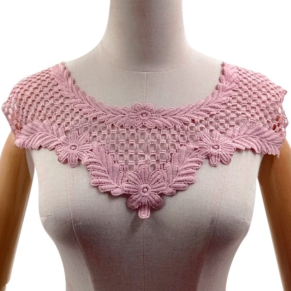 Ihålig falsk krage, avtagbar blus med blommiga ramskjortor pink