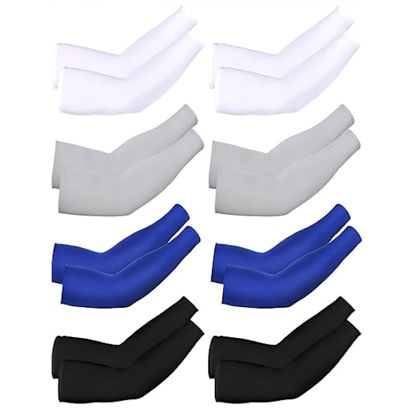 8 Paria Unisex UV-Suojauksella Varustettuja Jääsiilkivarsikääreitä White Black Grey Blue, Ice Silk