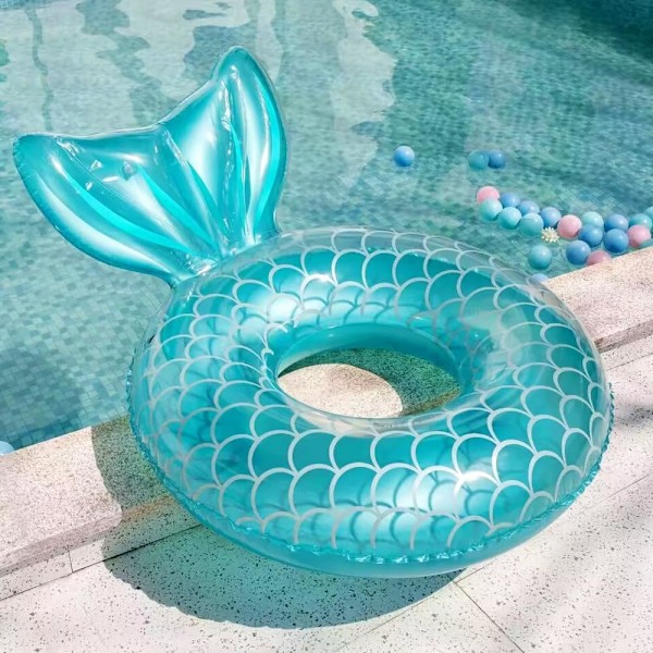 Barnens simring, uppblåsbar pool flyter simrör flotte leksak med frukter sjöjungfru dekorationer sommar vatten kul lounge
