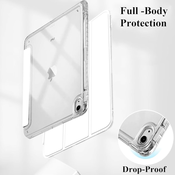 iPad Air 6/7 Fodral (2025/2024), iPad Air 6/7 11\" Fodral med Pennhållare, Klar Transparent Baksida Stötsäkert Ställ Tablet Fodral pink Air6/7 generation-11 inches