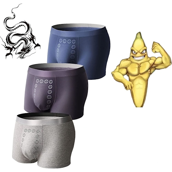 3 kpl EFT Energia-kenttä-terapia Miesten Alusvaatteet, Energia Kenttä Terapia Miesten Alusvaatteet Energia Kenttä Terapia Miesten Housut Blue grey purple XXXL