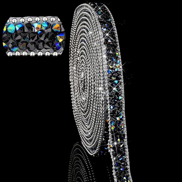 3 jaardia hartsi strassi nauhat itseliimautuva timantti joulu nauha kristalli nauharulla glitter hartsi timanttivyö strassi nauha Black AB Color