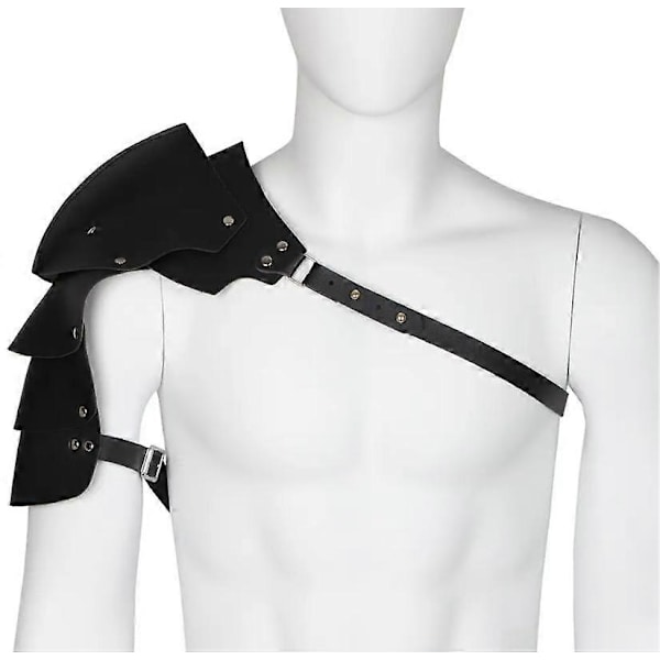 Nahkaiset olkasuojat keskiaikainen olkapanssari viikinkiasu ritari soturi cosplay Larp-tarvike Halloween-rekvisiitta miehille Black right
