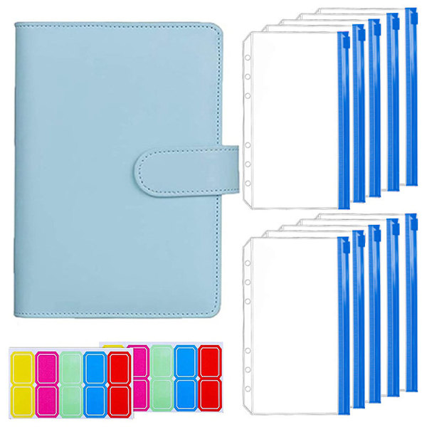 A6 PU Läder Budgetpärm - 6 Ringpärm för Budgetplanerare (svart) Blue