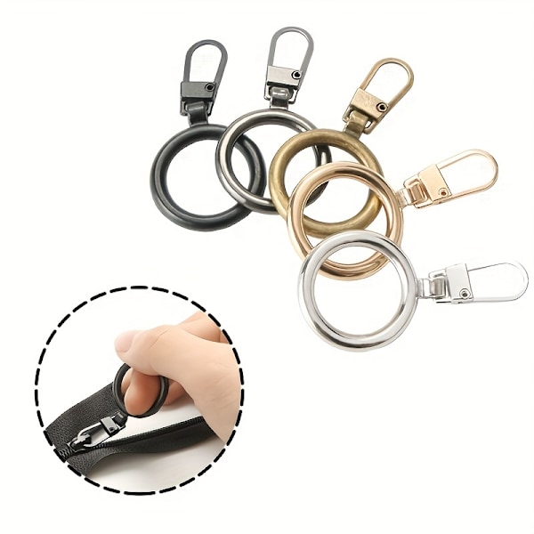 10-pack Avtagbara Dragkedjekläppar, Runda Dragkedjeberlocker för Handväska, Dunjacka Reparation, DIY Sömnadshantverk, Mångsidig