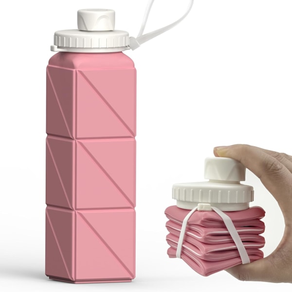 Sammenleggbare Vannflasker, Silikon Sammenleggbar Bærbar Vannflaske 610ml, Lett Gjenbrukbar Lekkasjesikker for Reise Camping Fotturer Sykling