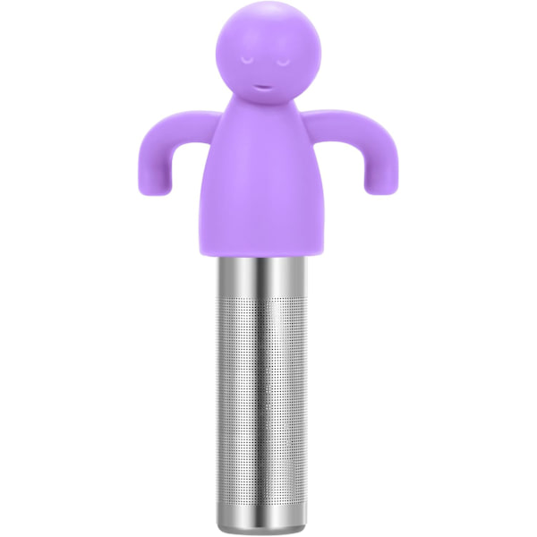 Te-infuser til løs te Sød te-si kugle Rustfrit stål Ekstra fintmasket tebryggerfilter til kop krus Silikonehåndtag Lilla