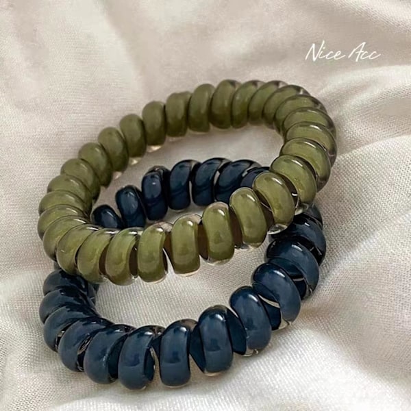 Store Jelly Telefonledning Scrunchies til Kvinder - Sæt med 5, Nye Holdbare Spiral Hårelastikker, Minimalistisk Sød Stil, Ensfarvet Plastmateriale