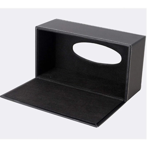 Exklusiv Fashion Näsdukslåda Svart med lock, Rektangulär Servett Ansiktsdukar Hållare Dispenser, Hemmakontor med Magnetisk Botten
