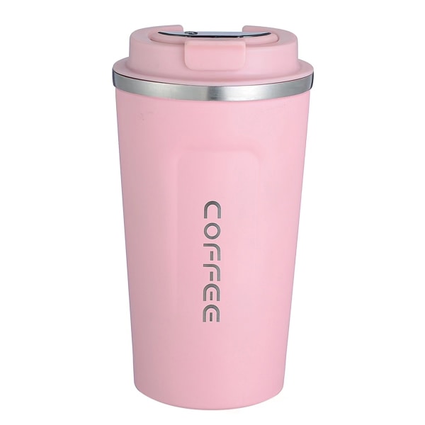Dubbelvägg rostfri vakuum temperaturkontroll kaffemugg kopp pink 380ml