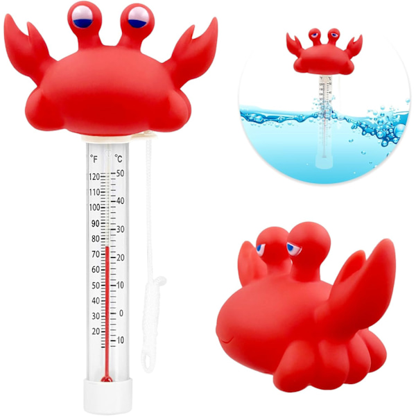 Flytande pooltermometer, lättläst för vattentemperatur med snöre för utomhus- och inomhuspooler och spa