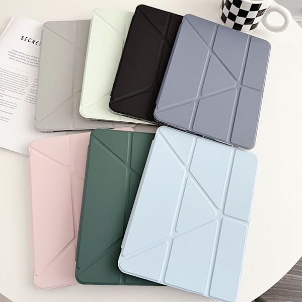 iPad Air 6/7 Fodral (2025/2024), iPad Air 6/7 11\" Fodral med Pennhållare, Klar Transparent Baksida Stötsäkert Ställ Tablet Fodral grey Air6/7 generation-11 inches