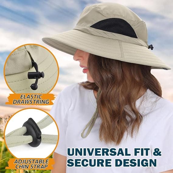 Unisex Solhat, Vandtæt Hat Sammenfoldelig, Beige