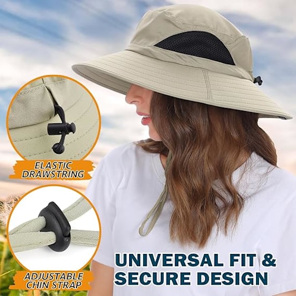 Unisex Solhatt, Vattentät Hatt Hopfällbar, Beige