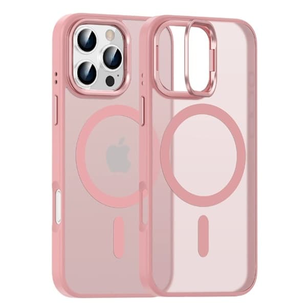 Mode Linse Stand Magnetisk Telefoncover til iPhone 16 15 14 Plus 13 Pro Max til Magsafe Trådløs Oplader Stødsikker Beskyttelse Pink iPhone16plus iPhone16plus