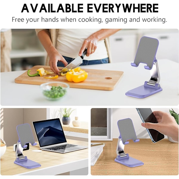 Telefonholder for skrivebord, justerbar høyde og vinkel, mobiltelefonholder for skrivebord, fullt sammenleggbar mobiltelefonholder, kompatibel med alle telefoner (11*7*4cm)