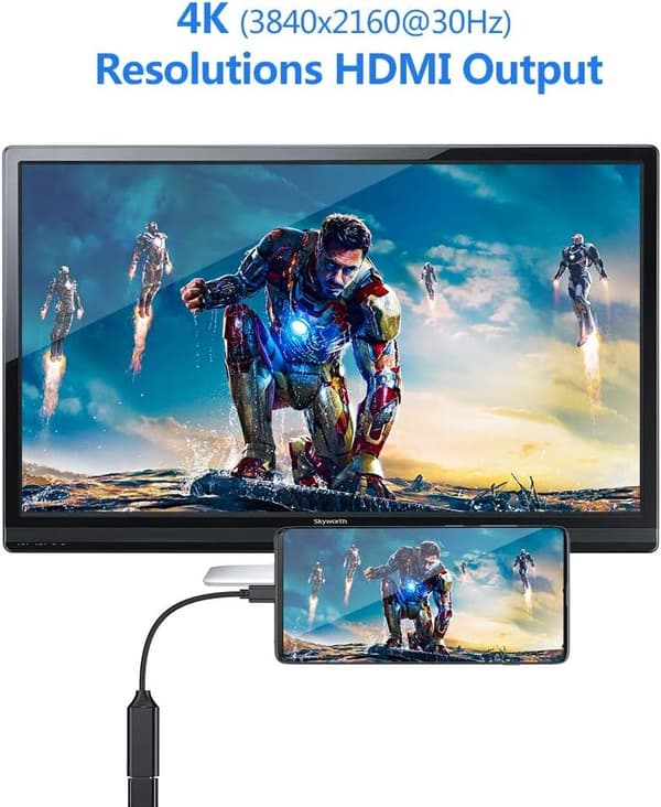 USB C til HDMI-adapter 4K, USB Type C til HDMI-adapterkabel [Thunderbolt 3-kompatibel (svart)]