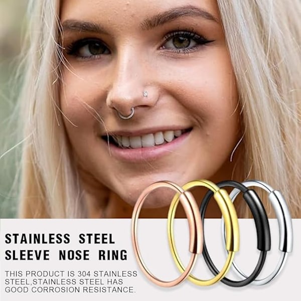Segmentert nesering, 8mm septumring i rustfritt stål, unisex
