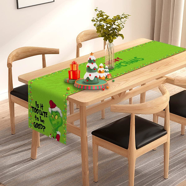 Merry Grinchmas Pöytäliina Joulu Joulun Buffalo Ruudullinen Talvilomajuhlien Koristelu Takka Keittiö Ruokailu Kodin Sisustus Vihreä