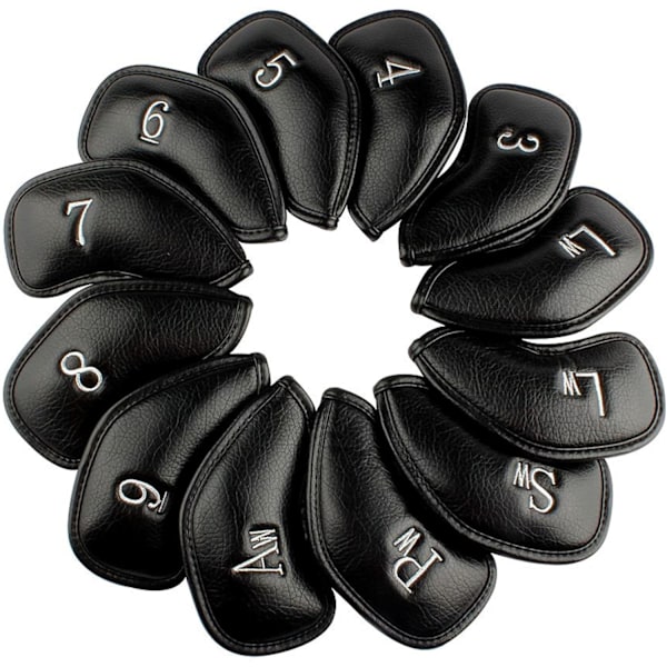 12 st eller 1 st tjockt syntetiskt läder golfjärn huvudskydd set huvudskydd passar alla märken Callaway Ping Taylormade Cobra etc.
