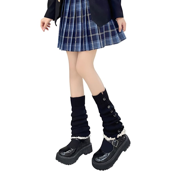 Kawaii säärystimet tytöille ja naisille - Japanilaiset Lolita-säärystimet Y2K Harajuku -säärystimet Säärystimet Kawaii neulesukat black