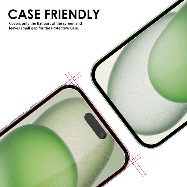 4-Pack Skärmskydd för iPhone 15 6.1-tum Härdat Glas Film [Ultra HD] [3D Touch] [Skalvänligt]