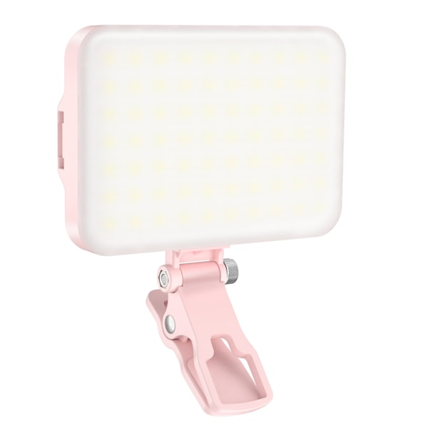 60 LED Uppladdningsbar Selfie Ring Light - 3 Lägen Clip On för Telefon, Laptop, Surfplatta Möte, Smink pink