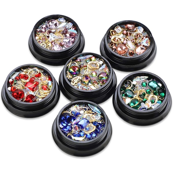6 Esker Blandede Krystaller Edelstener Perler for DIY Neglekunst