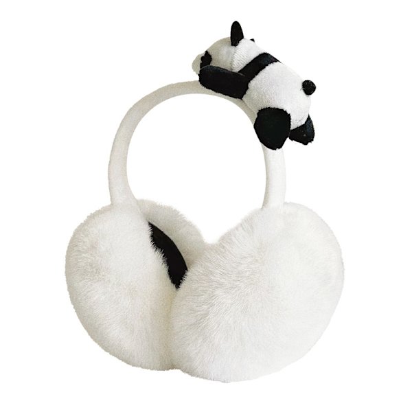 Mjuka och varma panda-plysch öronvärmare för vinteraktiviteter utomhus håller dig varm i kallt väder Halloween vinterhuvudbonader för kvinnor white