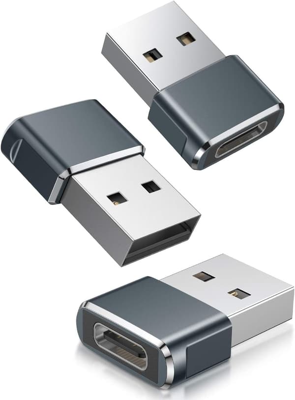 USB til USB C Adapter til Apple iPhone 16 ProMax Oplader Adapter 3-pak, Type C Hun til USB A Han Kabel Konnektor til iPhone 15 14 13 12 11