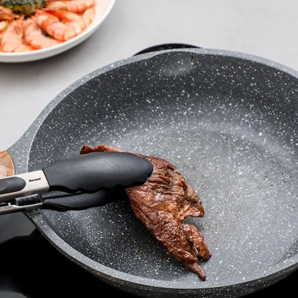 Køkkentænger til madlavning | 9 & 12 tommer Tænger Køkken Silikone spids | Silikone Non-stick Tænger til airfryer | Sort 2 stk