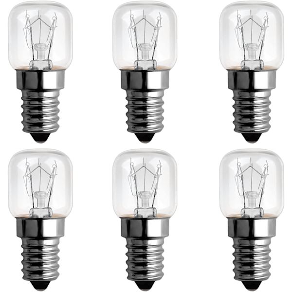 25W Ovnpære 300 Grader E14 Dæmpbar, Varm Hvid 2700k, AC 220V-240V, 85LM, Til Mikrobølgeovn, Ovn, 6 stk 25W