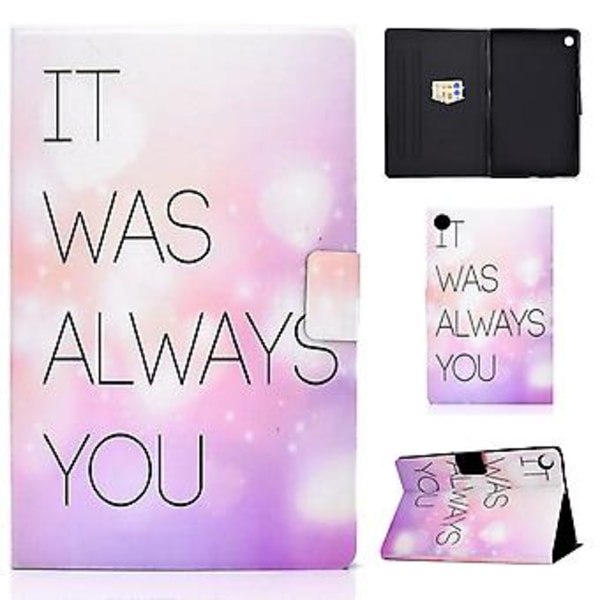 Læder Tablet Etui Til Samsung Galaxy Tab A9+ (Pink Engelsk Bogstav)