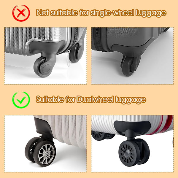 8 stk. Bagagehjulbeskyttere, Silikone Kuffert Hjulbeskyttere Anti-ridse Bagagehjulbeskyttere Bagagerum Spinnerhjul Orange