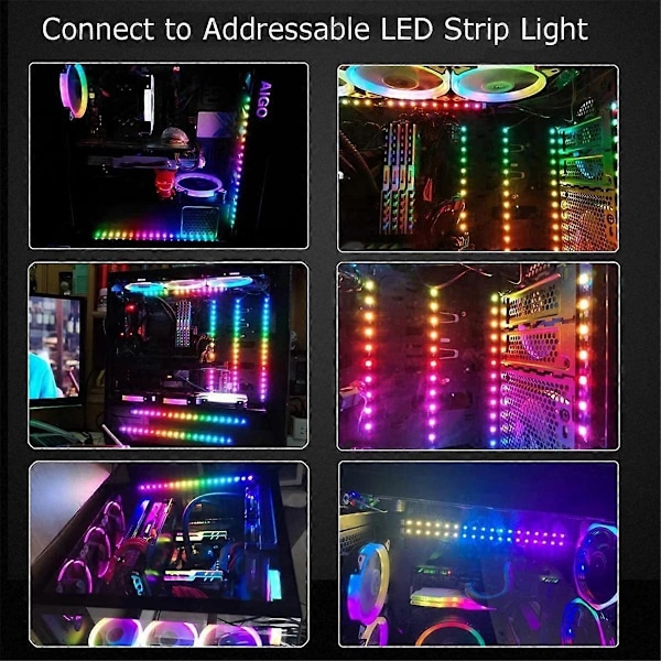 2 stk. ARGB Splitterkabel, 1-til-4 Hun til Hun 5V 3-Pin Adresserbar RGB Splitter Forlængerkabel ARGB LED Synkroniseringskabel