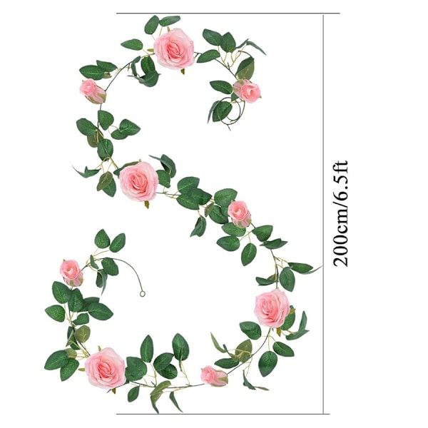 2 stk. Kunstige Rose Ranker Guirlande Falske Blomster Planter Kunst Hængende Dekoration til Udendørs Indendørs Hjem Have Bryllup Hotel Fest 2x6,5 FT