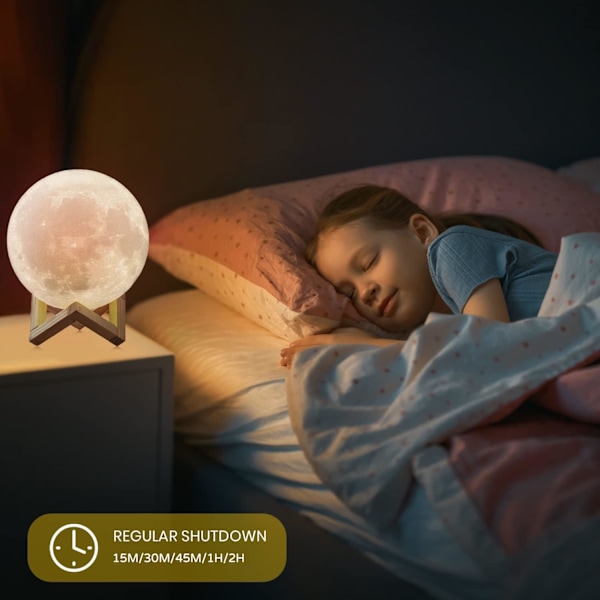 Månlampa nattlampa för vuxna barn baby - presenter till flickor pojkar kvinnor män fjärrkontroll touch-kontroll trästativ X-Large