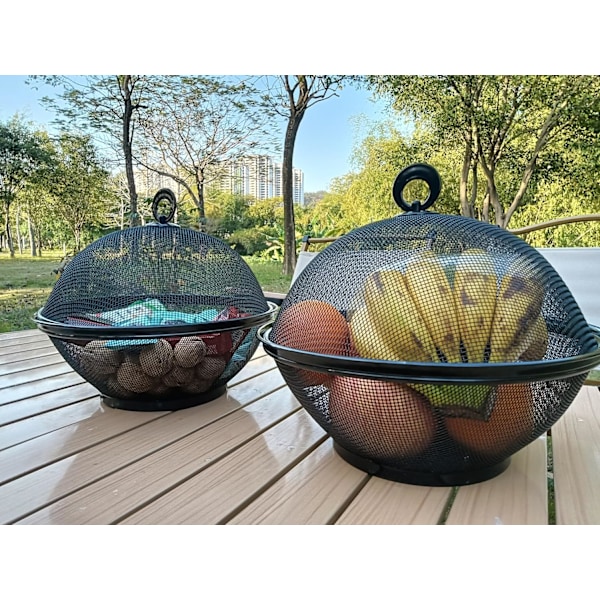 Fruktkorg med lock - Snacks Frukt Skål - 27*25*14 cm- ( 2 Fruktkorgar + 2 Lock; 4 Stycken Totalt )