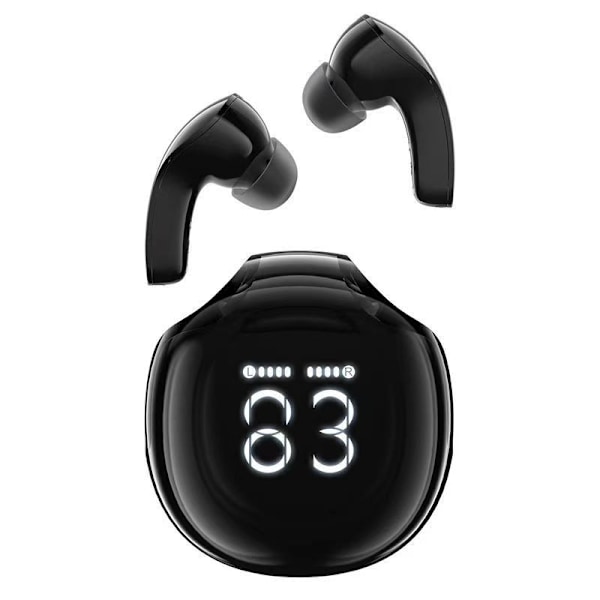 HK18 Trådløse Øretelefoner, Bluetooth 5.3, Støjreducerende Krystal In-Ear Hovedtelefoner, med Digitalt LED Display, sort