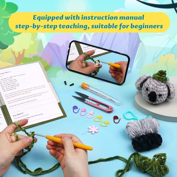 Hæklesæt til begyndere Chenille Hæklesæt til begyndere og voksne Sæt inkluderer instruktion og video tutorials style 2