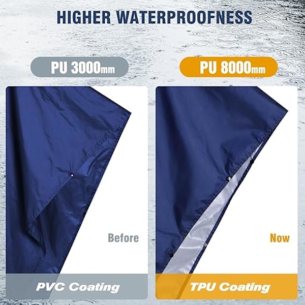 Vedenpitävä sadeponcho, kevyt, uudelleenkäytettävä, hupullinen, yksi koko, laivastonsininen Navy