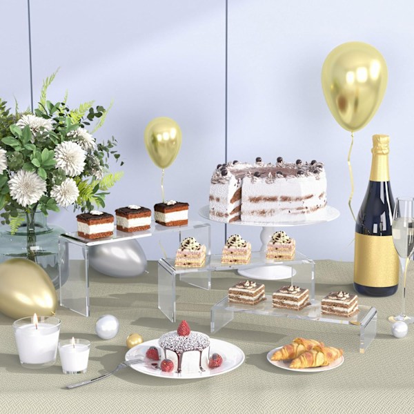 3 klare akrylstativer til figurer, smykker, dessertcupcakes, slikbord, samleobjekter, produktsøjle, udstillingsvindue
