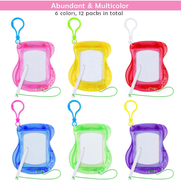12 kpl Pyyhittäviä Mini Magneettisia Piirustustauluja - Lajitelma Värejä Avaimenperä Piirustus- ja Luonnoslehtiöt - Goodie Bag -täytteitä Nuorille